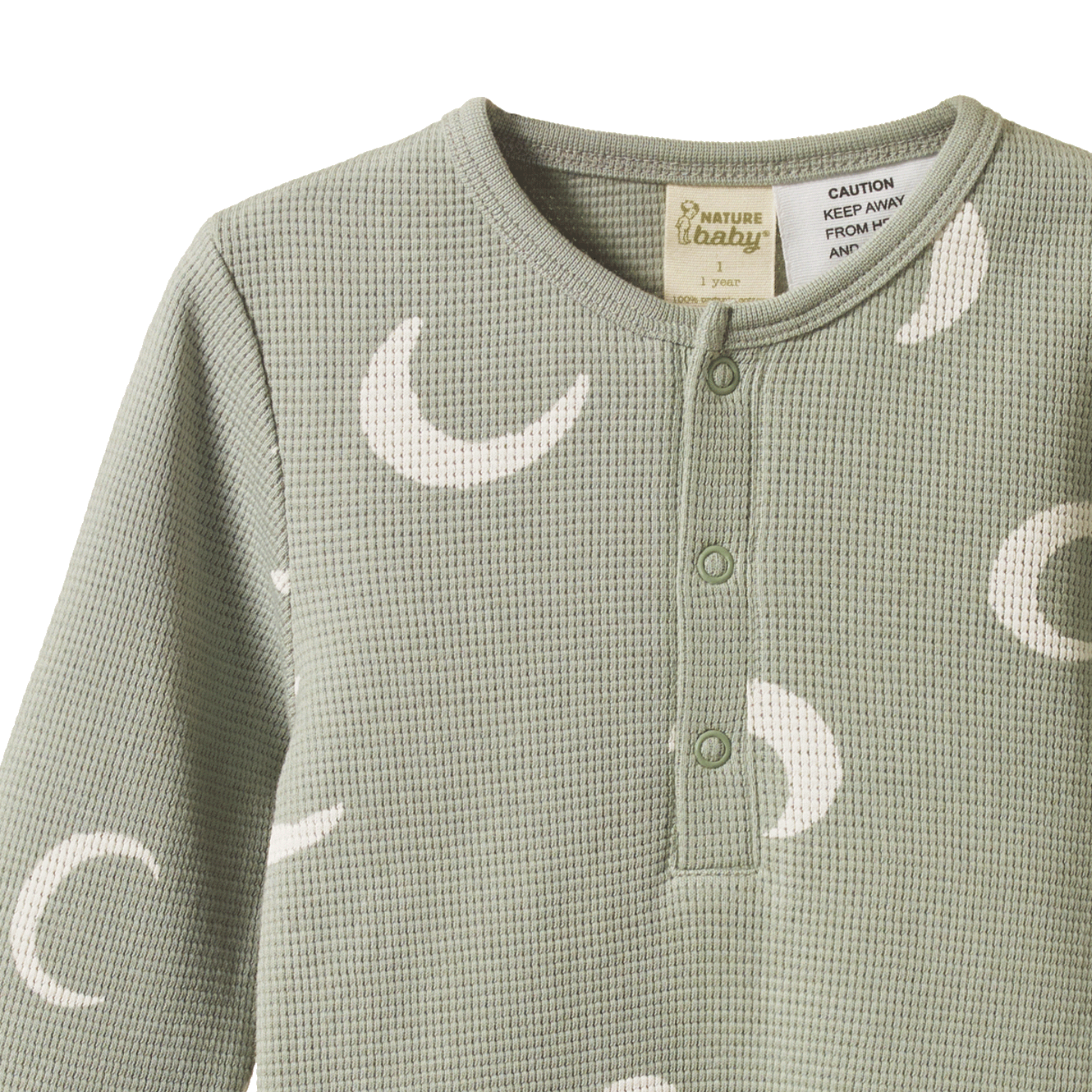 2PC LONG SLEEVE WAFFLE PYJAMAS | Crescent Print-Extra Img - 2