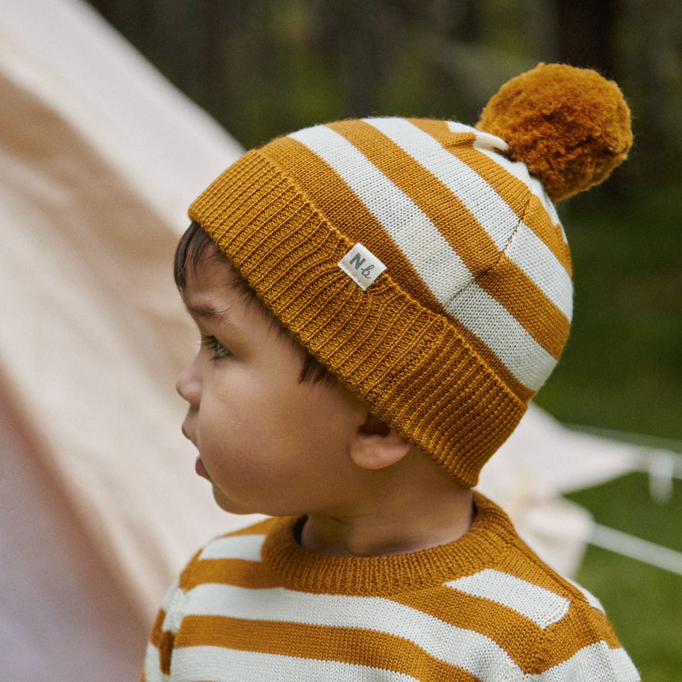 MERINO KNIT PULLOVER | Toffee Bold Stripe-Extra Img - 1
