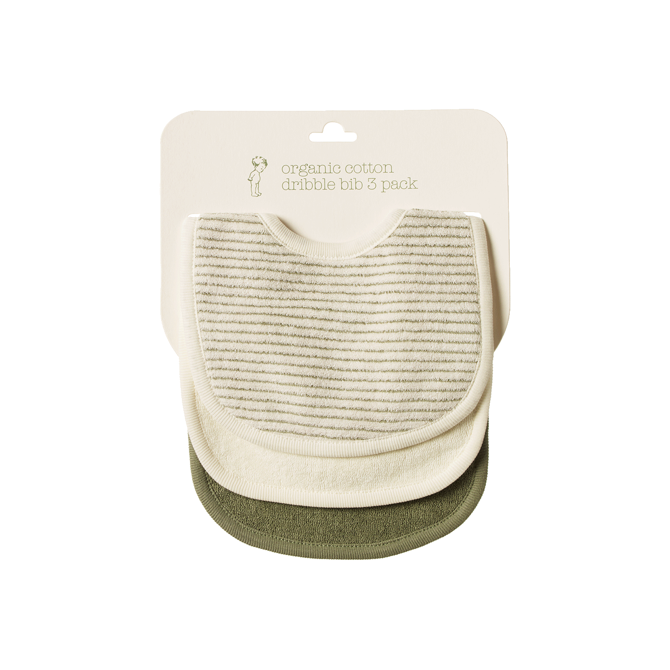 DRIBBLE BIBS 3 PACK | Nettle Pinstripe/Natural/Nettle-Web-front