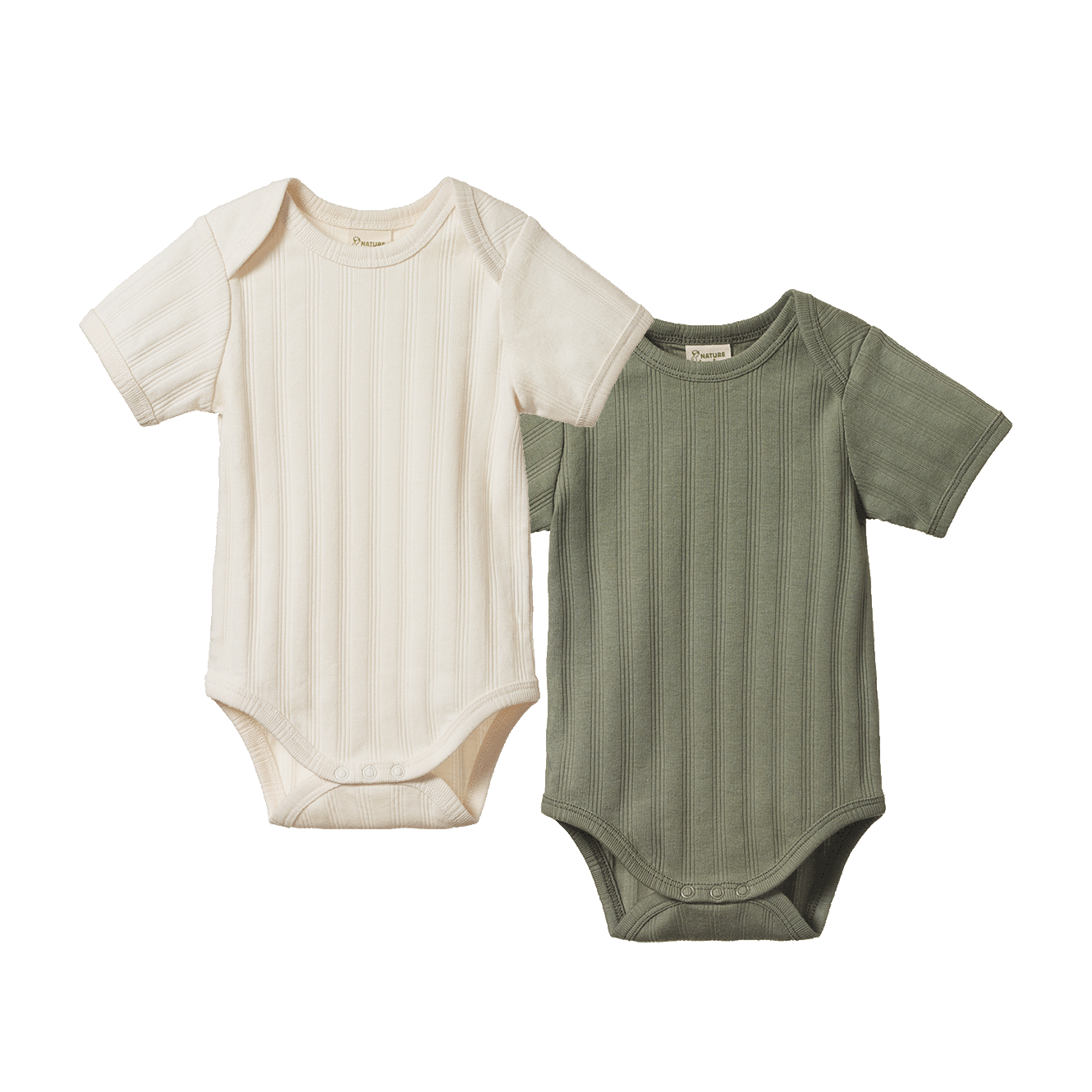 2 PACK DERBY BODYSUIT SHORT SLEEVE | Natural/Nettle-Web-front