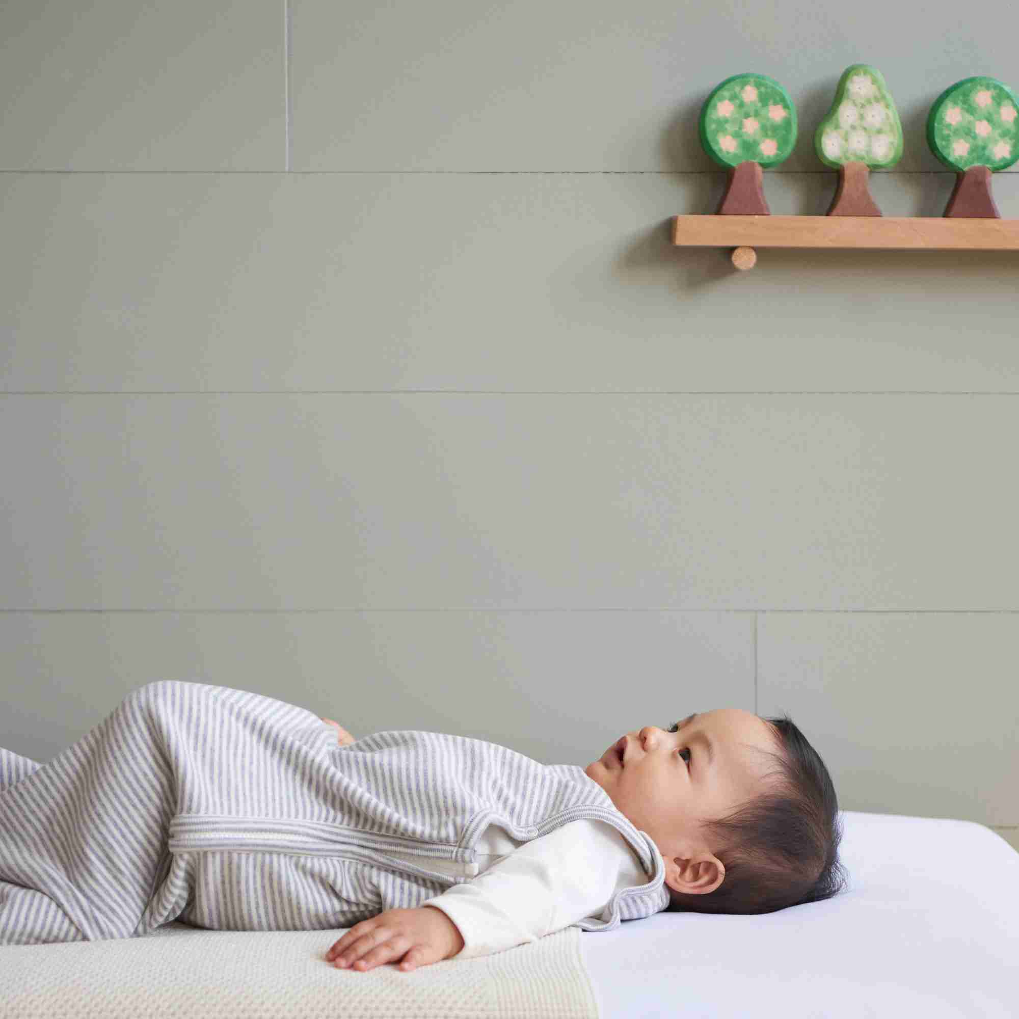 ORGANIC COTTON & MERINO SLEEPING BAG | Grey Marl Stripe-Extra Img - 1