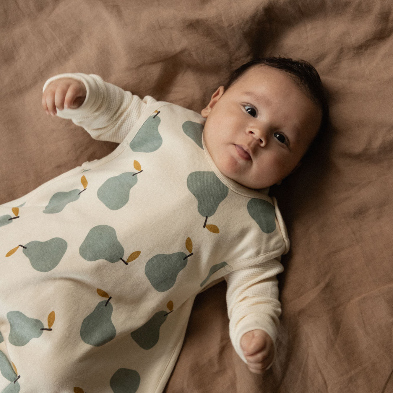 ORGANIC COTTON & MERINO SLEEPING BAG | Pear Print-Extra Img - 1