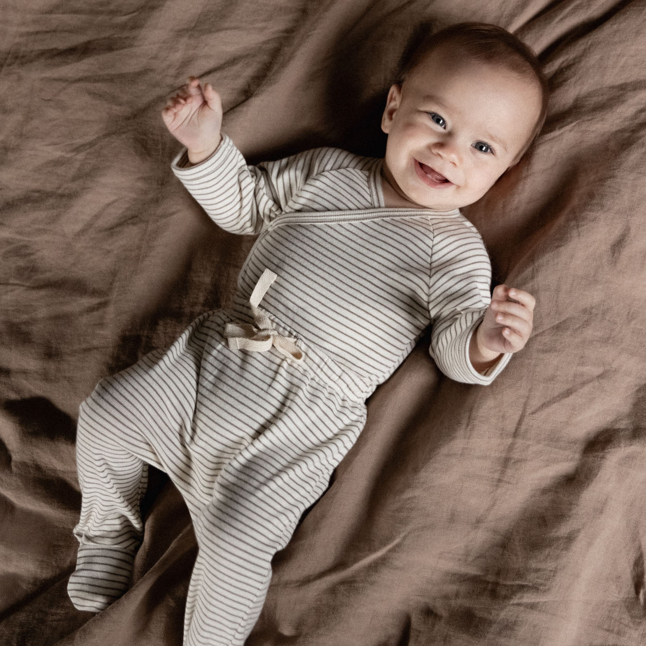 L/S KIMONO BODYSUIT | Mushroom Pinstripe-Web-hover