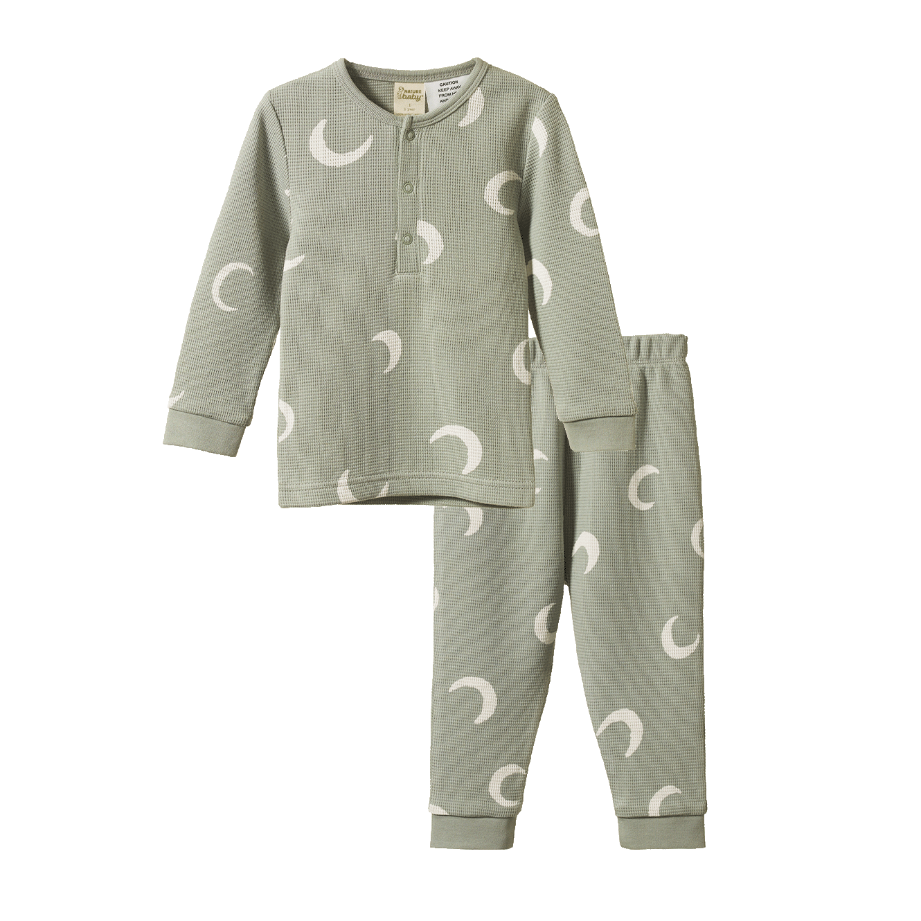 2PC LONG SLEEVE WAFFLE PYJAMAS | Crescent Print-Web-front