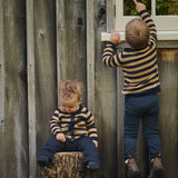 MERINO KNIT PULLOVER | Navy/Caramel Stripe-Extra Img - 1