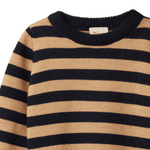 MERINO KNIT PULLOVER | Navy/Caramel Stripe-Extra Img - 3