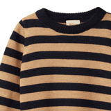 MERINO KNIT PULLOVER | Navy/Caramel Stripe-Extra Img - 3