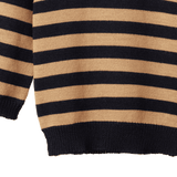 MERINO KNIT PULLOVER | Navy/Caramel Stripe-Extra Img - 4