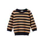 MERINO KNIT PULLOVER | Navy/Caramel Stripe-Web-front