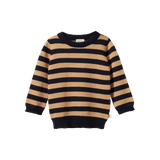 MERINO KNIT PULLOVER | Navy/Caramel Stripe-Web-front