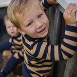 MERINO KNIT PULLOVER | Navy/Caramel Stripe-Web-hover
