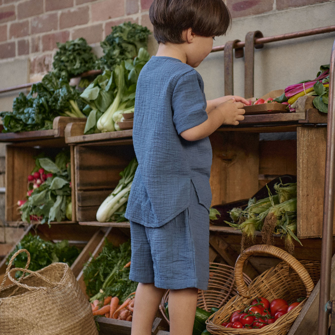 JAMES SHORTS MUSLIN | Vintage Indigo-Extra Img - 1