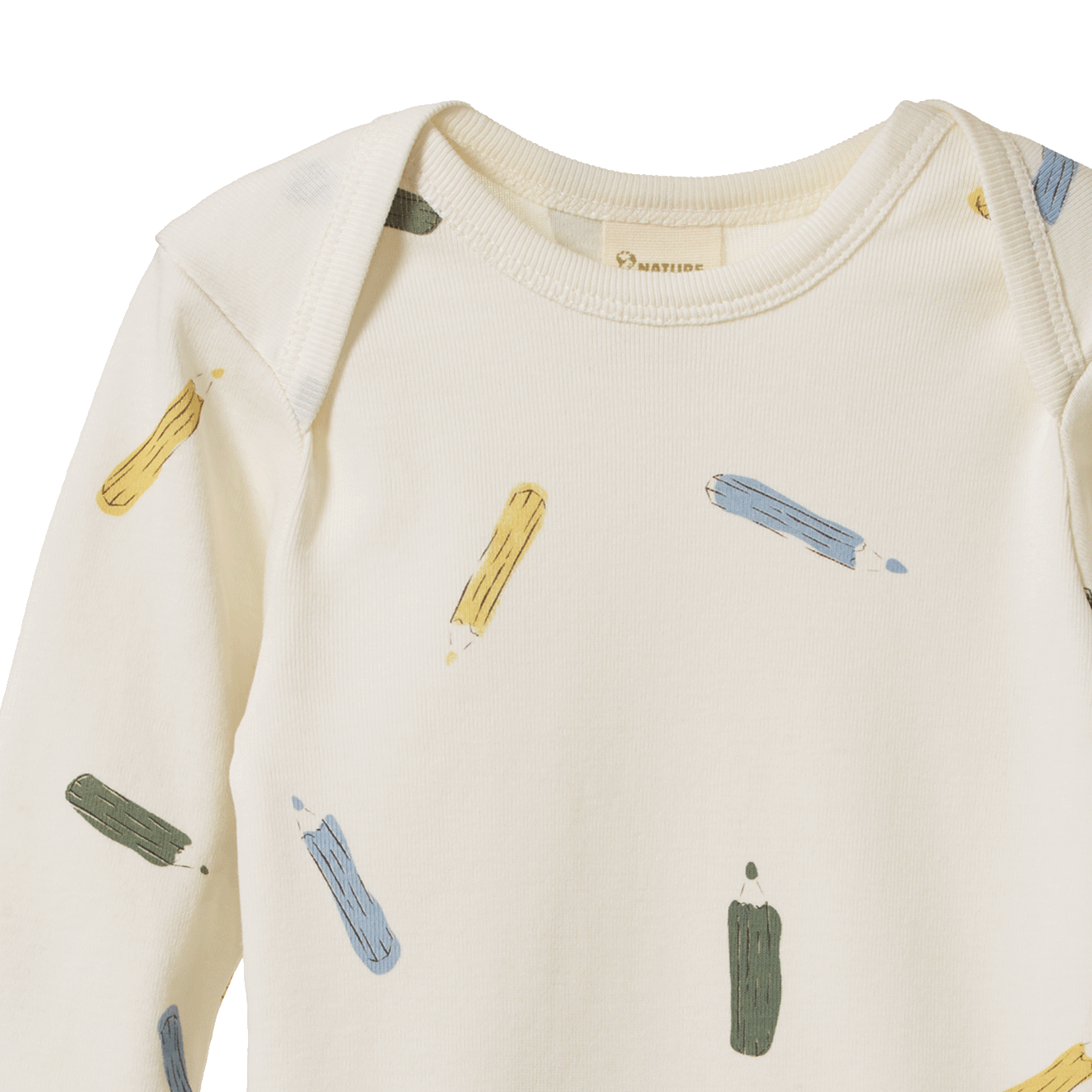 LONG SLEEVE BODYSUIT | Pencil Print Natural-Extra Img - 3