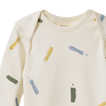LONG SLEEVE BODYSUIT | Pencil Print Natural-Extra Img - 3