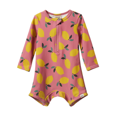 ONE PIECE BATHING TRUNKS | Lemmony Rose Print-Web-front