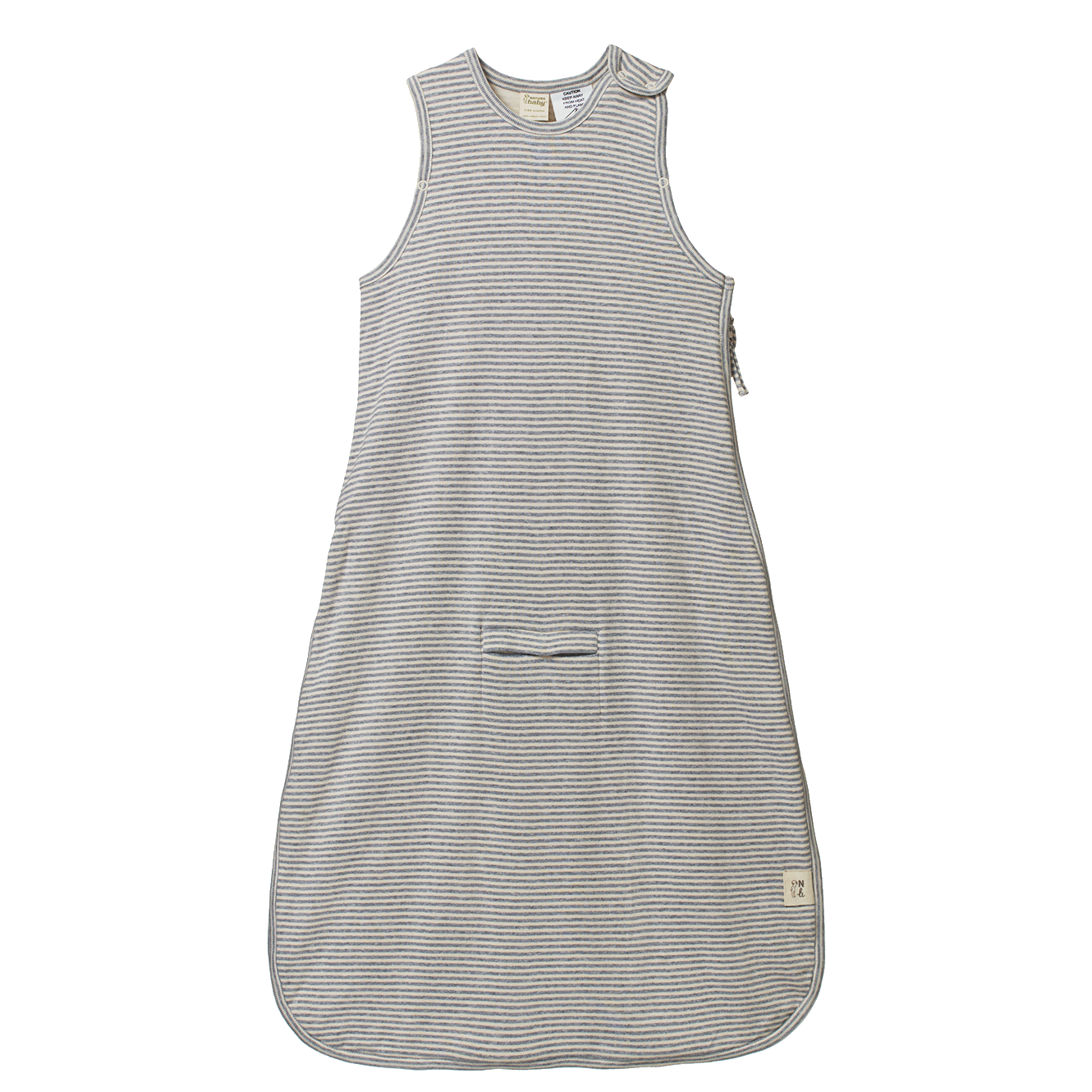 ORGANIC COTTON & MERINO SLEEPING BAG | Grey Marl Stripe-Web-front
