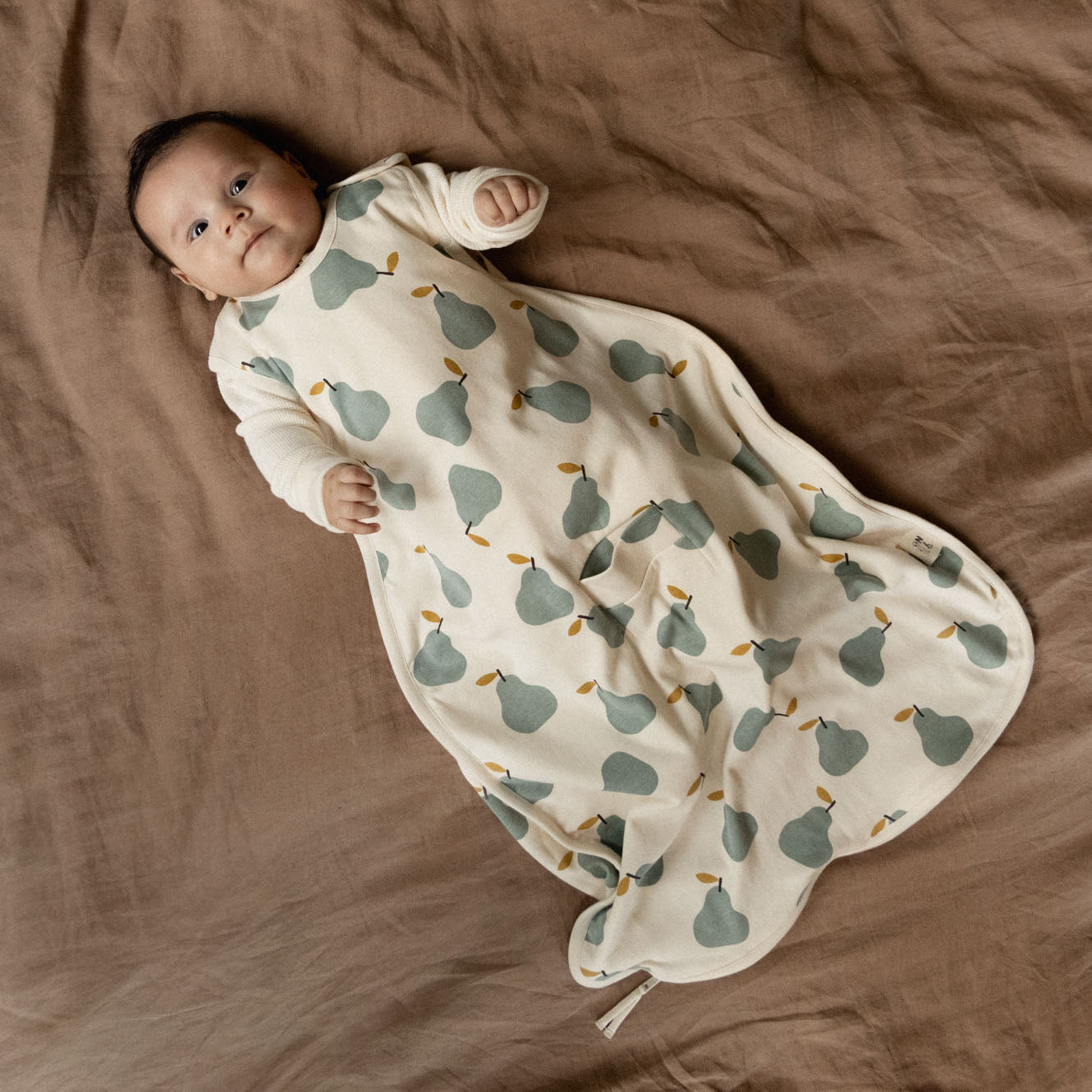 ORGANIC COTTON & MERINO SLEEPING BAG | Pear Print-Web-hover