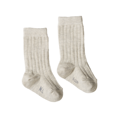 ORGANIC COTTON RIB SOCKS | Light Grey Marl-Web-front
