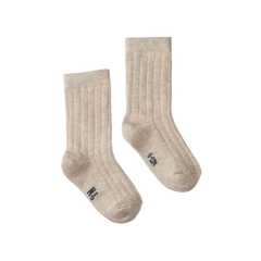 ORGANIC COTTON RIB SOCKS | Oatmeal Marl-Web-front