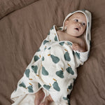 ORG COTTON HOODED TOWEL | Pear Print-Extra Img - 2