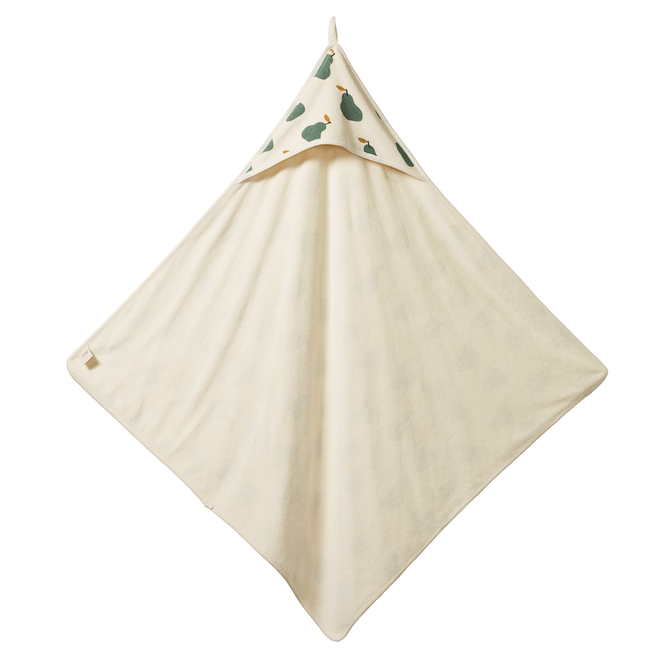 ORG COTTON HOODED TOWEL | Pear Print-Web-front
