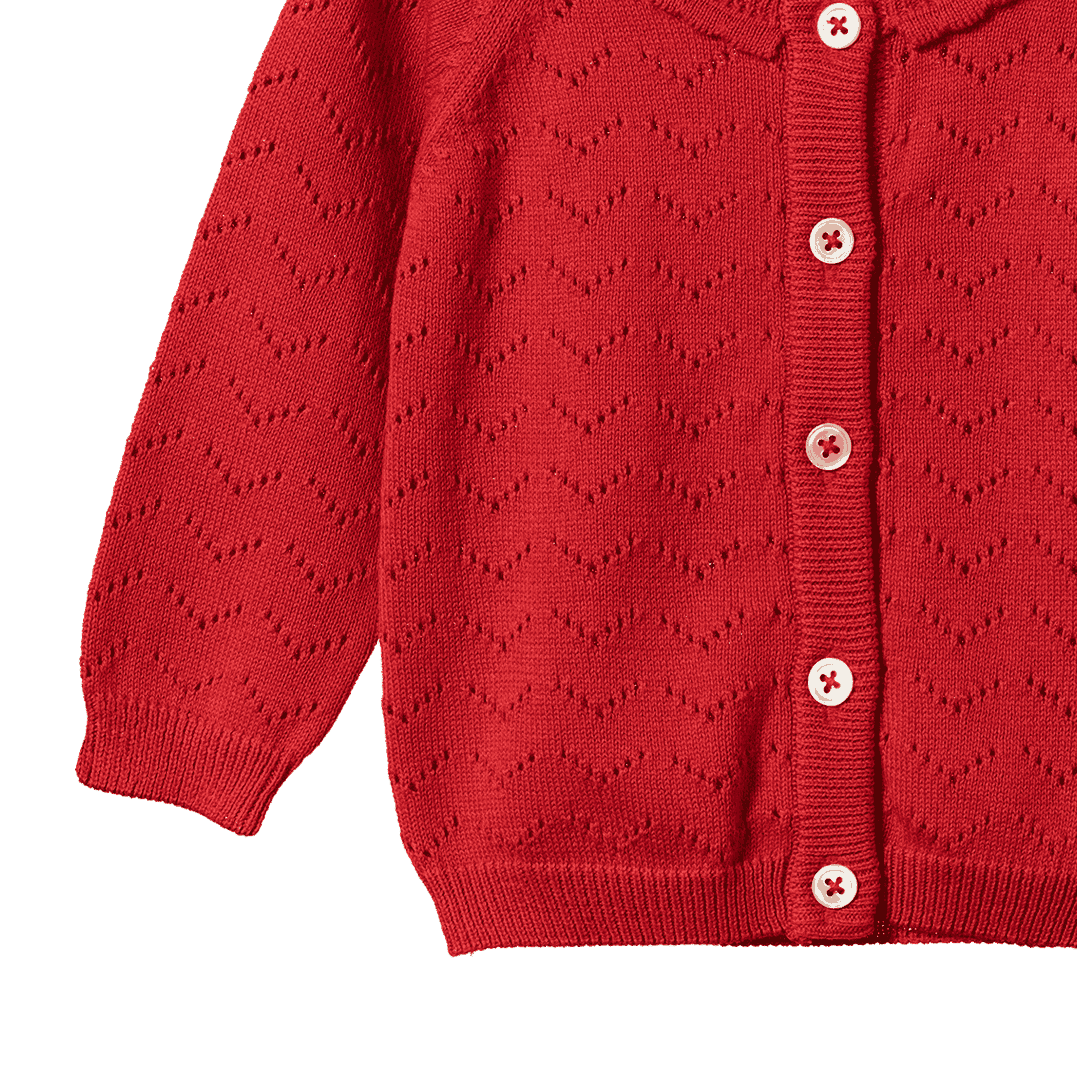 PIPER CARDIGAN | Raspberry Red Pointelle-Extra Img - 3
