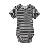 SHORT SLEEVE BODYSUIT | Navy Stripe-Web-front