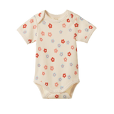 SHORT SLEEVE BODYSUIT | Petite Flora Stamp Print-Web-front