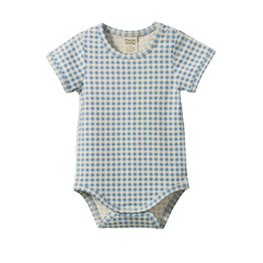 STRETCH JERSEY S/S BODYSUIT | Blue Gingham-Web-front
