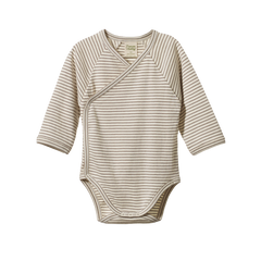 L/S KIMONO BODYSUIT | Mushroom Pinstripe-Web-front