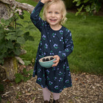 L/S TWIRL DRESS | Winter Berry Navy Print-Extra Img - 1