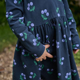 L/S TWIRL DRESS | Winter Berry Navy Print-Extra Img - 2