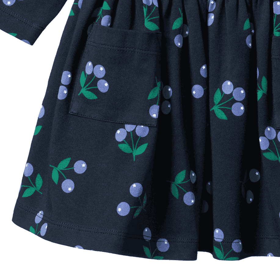 L/S TWIRL DRESS | Winter Berry Navy Print-Extra Img - 5