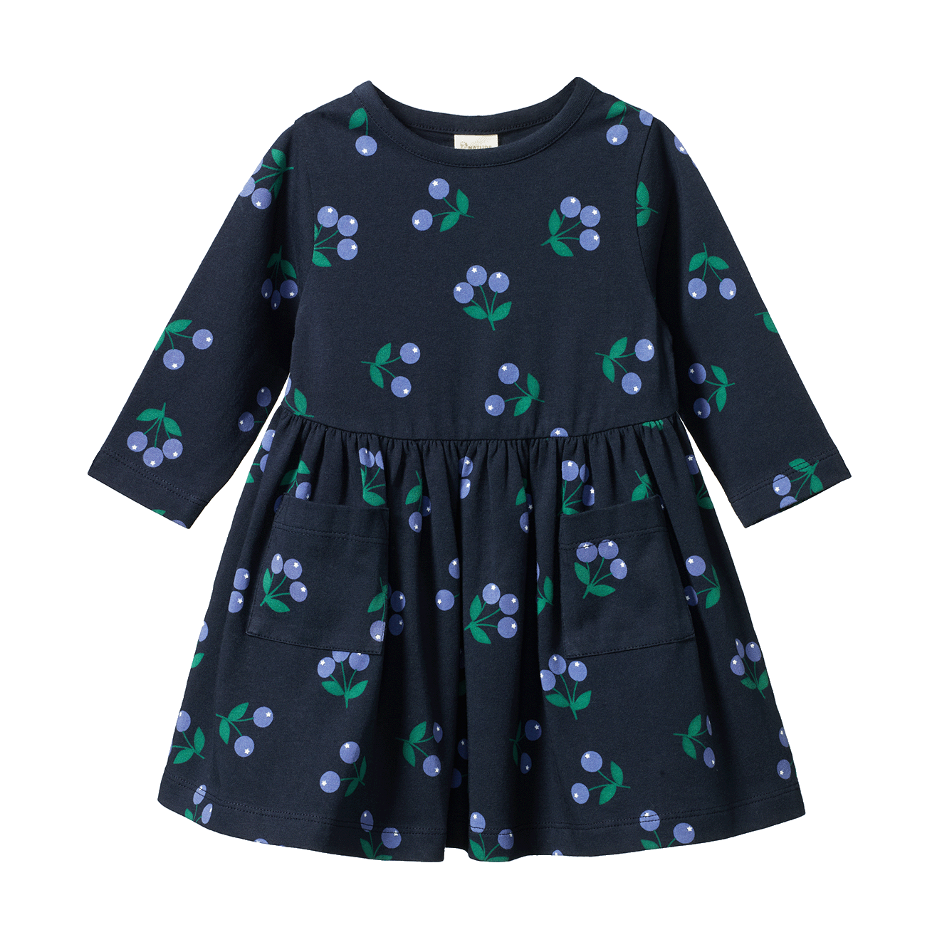 L/S TWIRL DRESS | Winter Berry Navy Print-Web-front