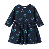L/S TWIRL DRESS | Winter Berry Navy Print-Web-front